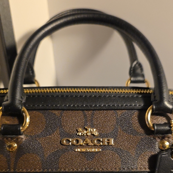 Coach Brown and Black Crossbody Bag with Signature Monogram - Picture 2 of 16